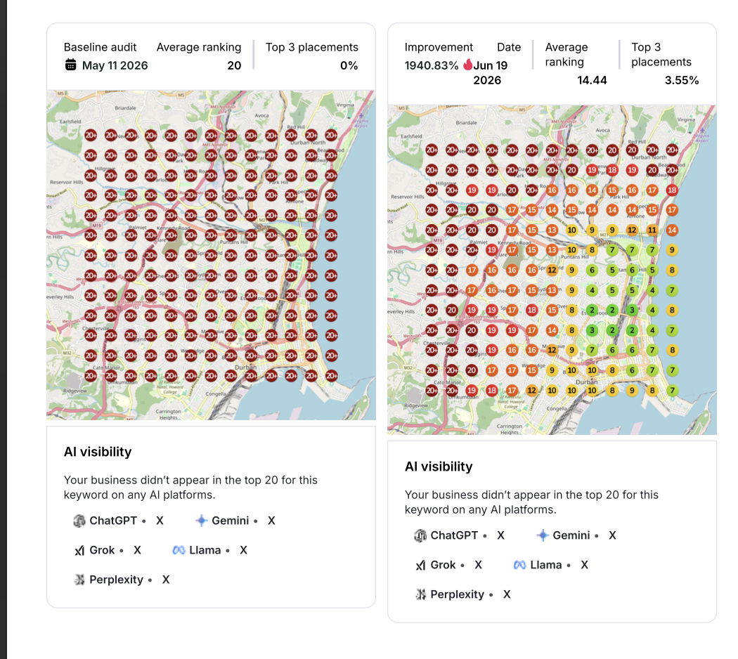 Garach Dental Google local ranking heatmap 1