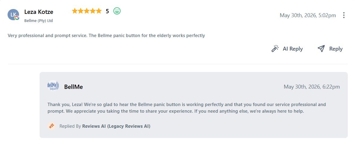 Example of an AI-generated reply to a 5-star Google review