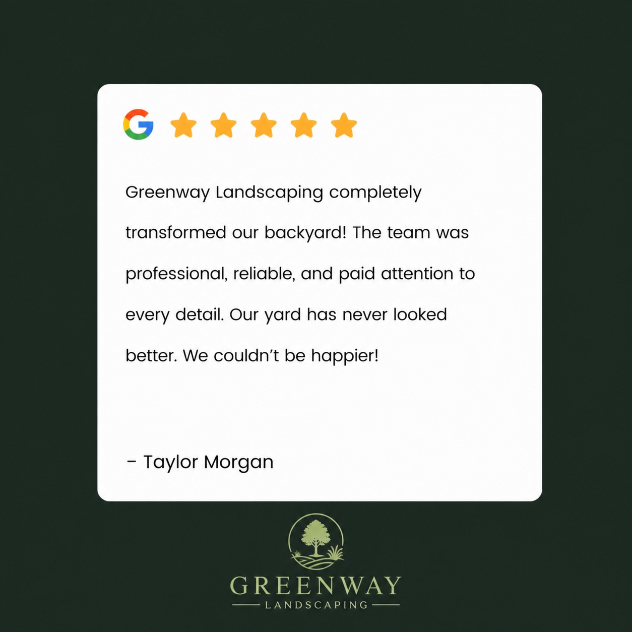 Example social media post made from a 5-star Google review